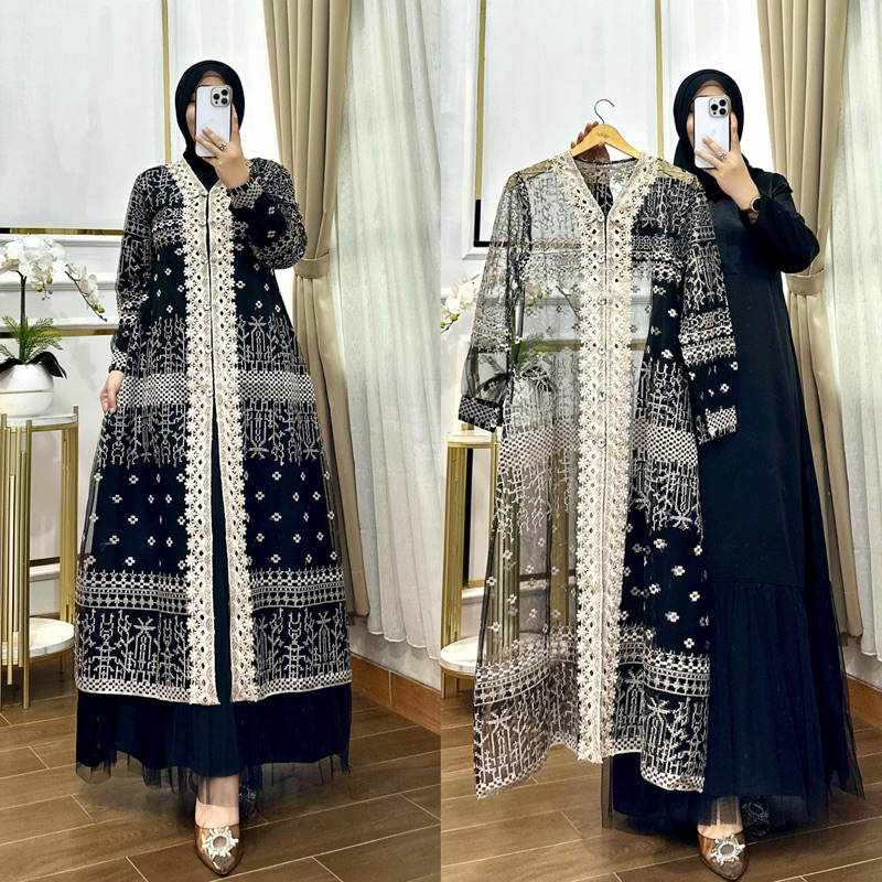 Jual Jena Dress Outer Lepas Renda Fashion Muslim Terbaru Gamis Lebaran ...