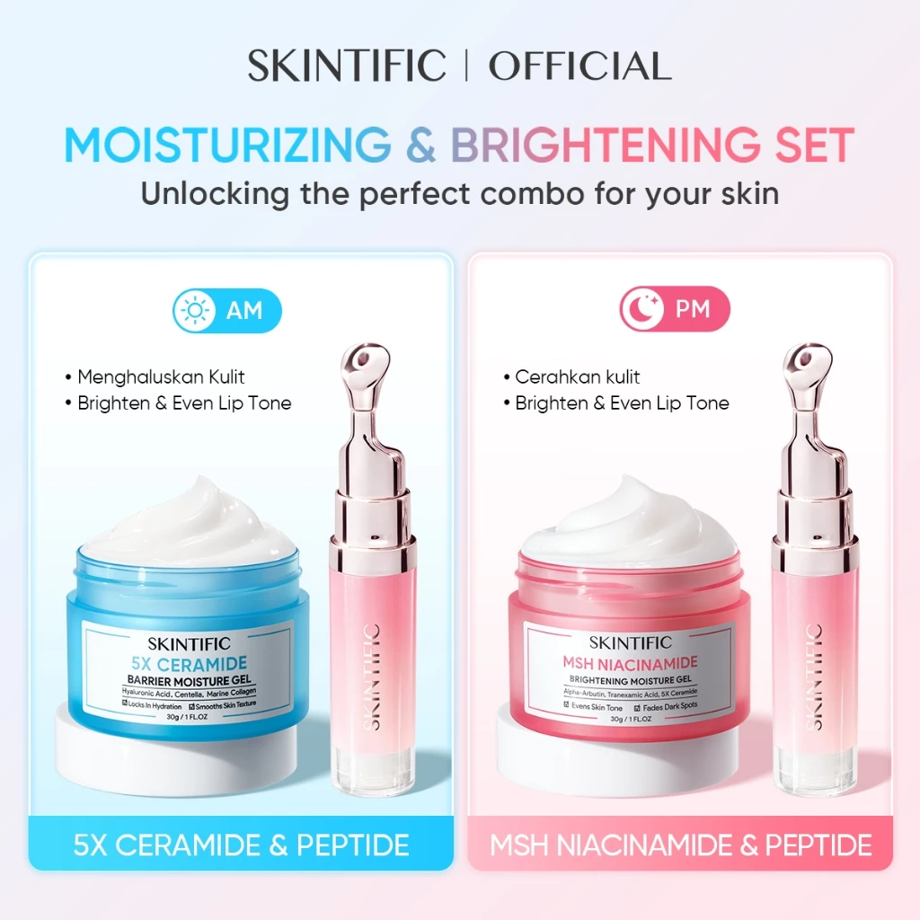 Skintific 3PC Brighten Set Lip Serum Moisturizer