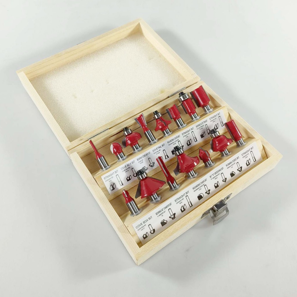 Jual Mata Pisau Mesin Profil Trimmer Router Bit Set 15 Pcs / Mata Pola ...