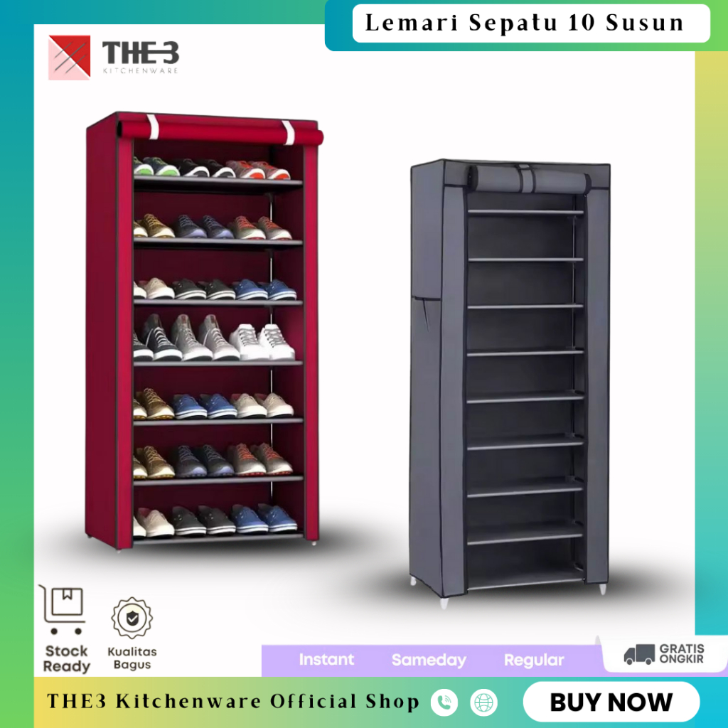 Jual Rak Lemari Sepatu KAIN 10 susun / Tingkat 9 sekat Rak Sepatu 10 ...
