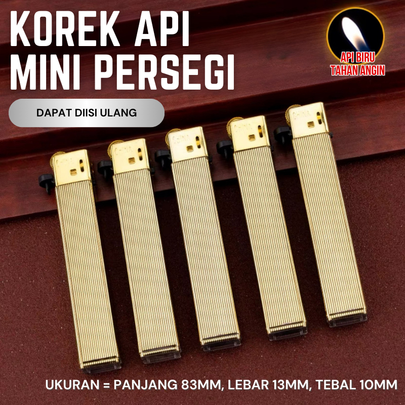 Jual Korek Api Gas Mini Persegi Torch Jet Windproof Gold Case Premium ...