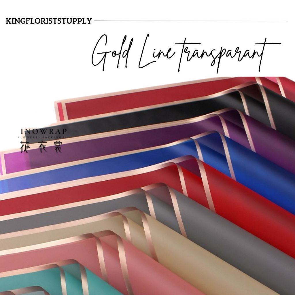 Jual Ecer Kertas Pembungkus Wrapping Paper List GoldLine Transparent ...