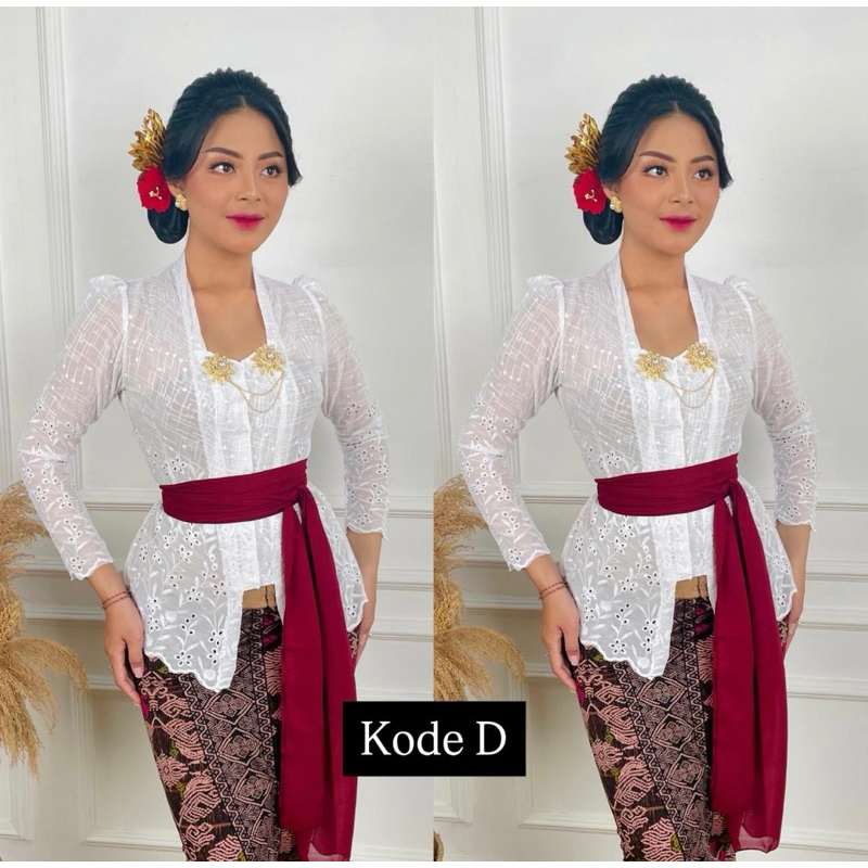 Jual kebaya putih bali motuf cantik Size m-xxl ready | Shopee Indonesia