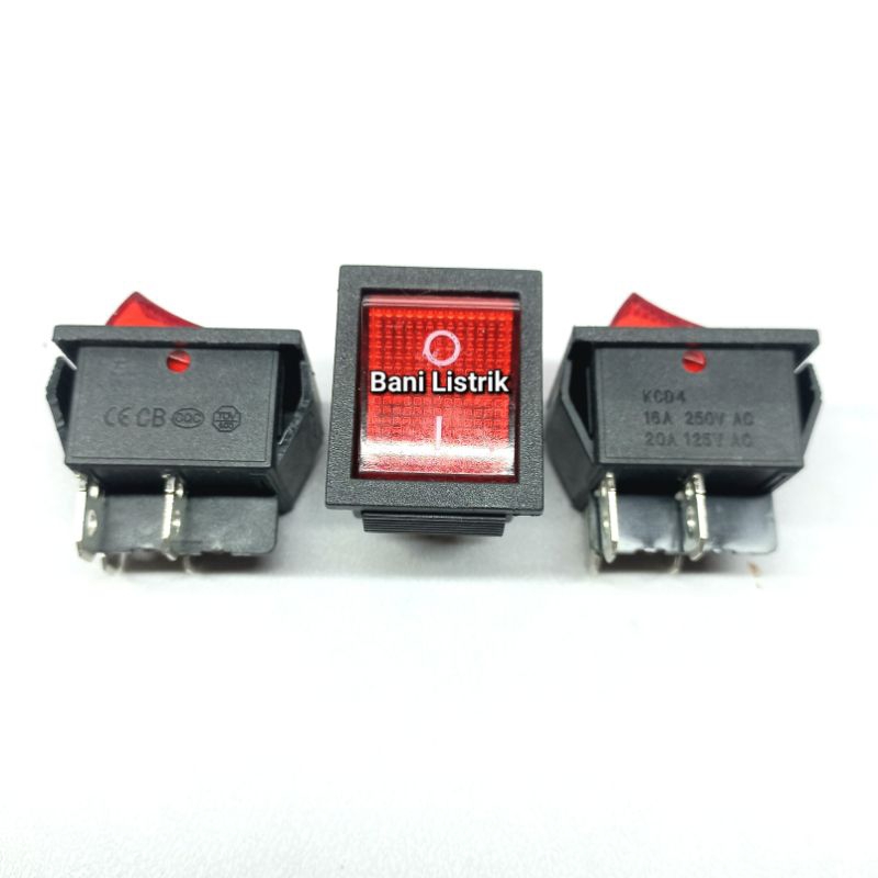 Jual Saklar On Off Besar Lampu Merah Switch 4 Pin 16A 250V 20A 125V ...