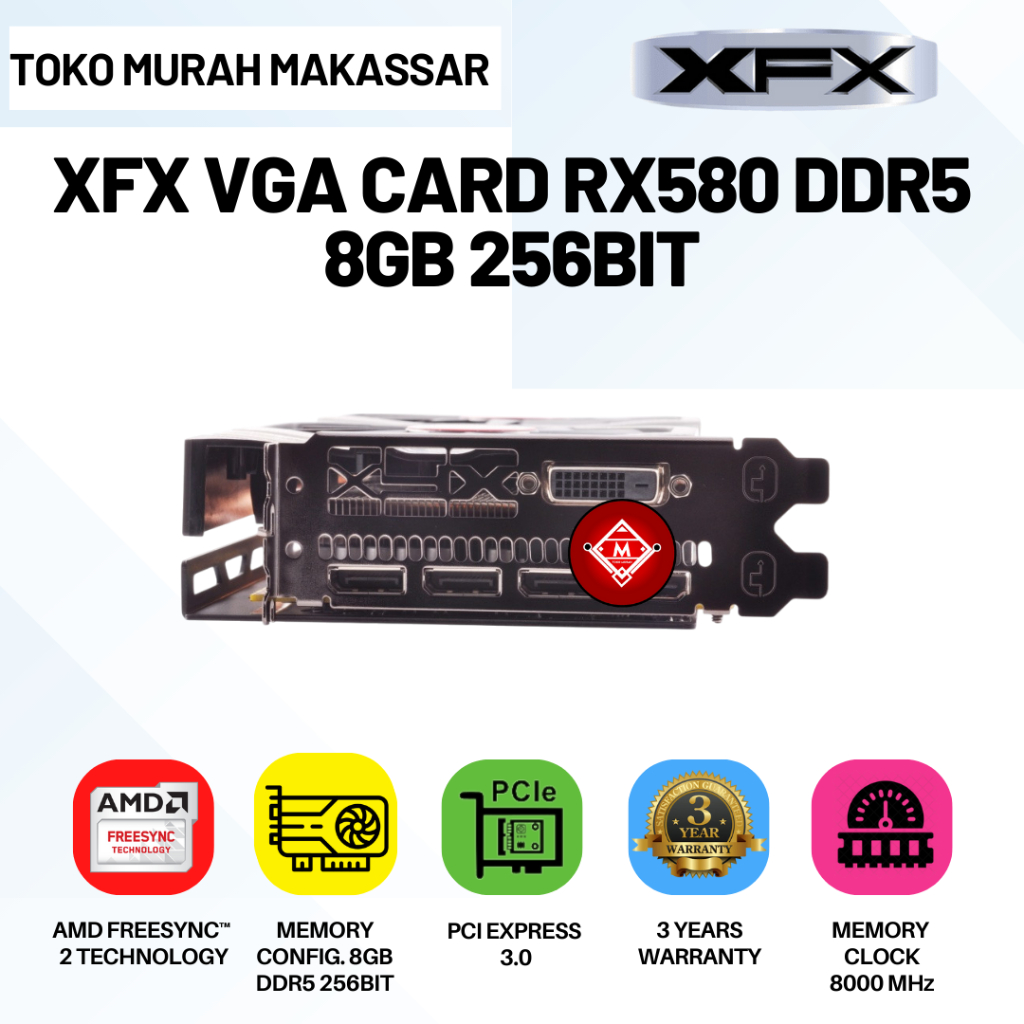 Jual VGA CARD XFX Radeon RX 580 8GB GDDR5 256Bit VGA RX580 / GPU XFX ...