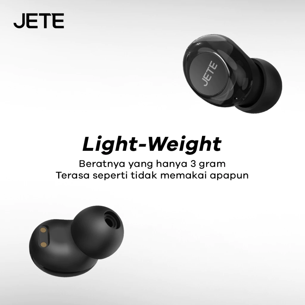 JETE CS6 TWS Headset Wireless Bluetooth Earphone Earbud Playtime 15H IPX4 Garansi 2 Tahun