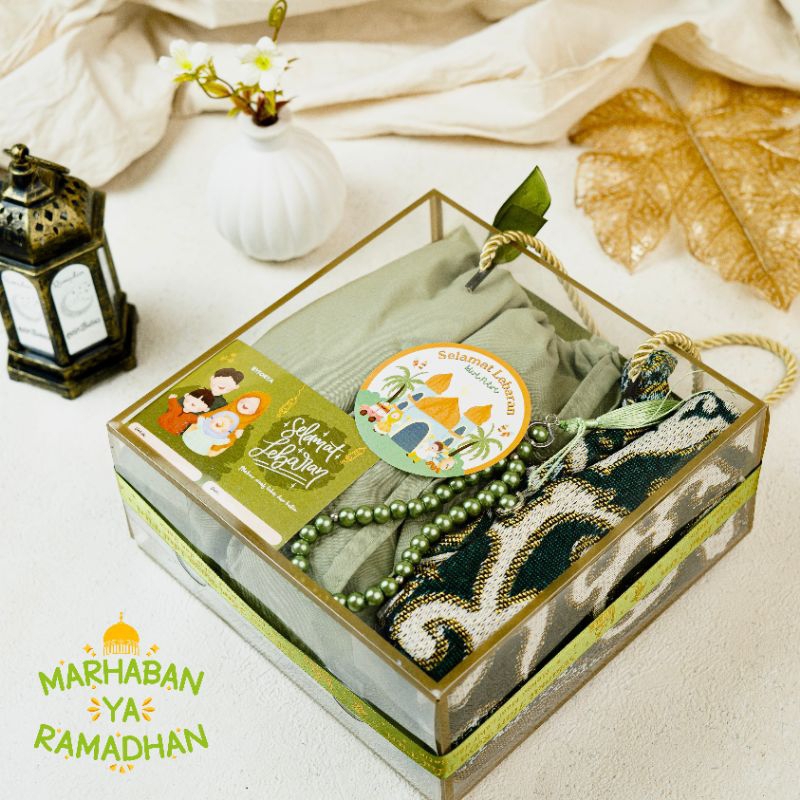 Hampers Mukena Katun + Sajadah Tasbih | Kado Islami Wanita Gift Box Mika |Ulang Tahun Wedding Idul Fitri Ramadhan Wisuda | BYFORYA