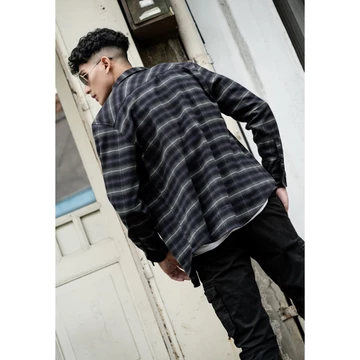 OXCON Kemeja Flannel Cotton Tangan Panjang Veterano Shadow Deep Purple