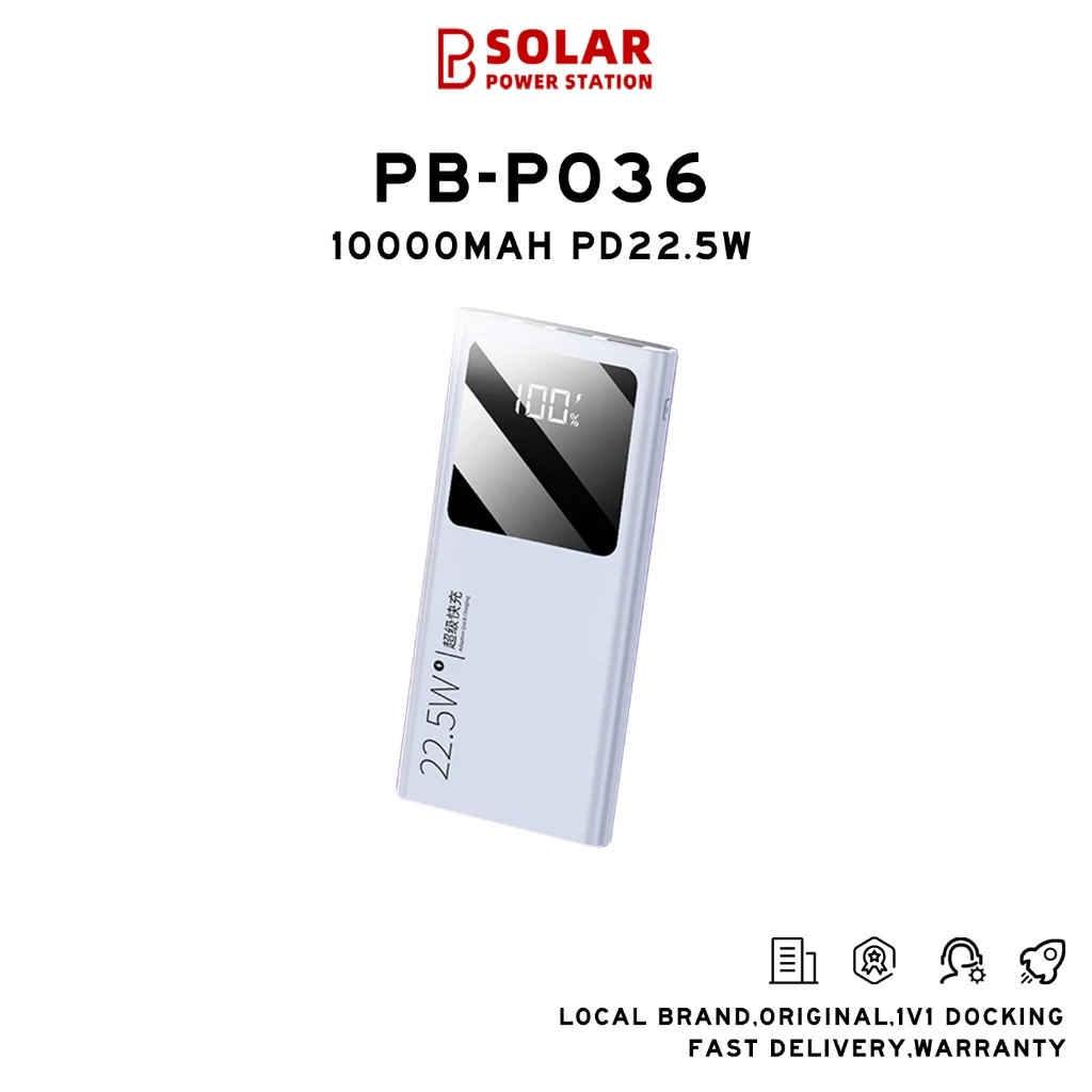 Jual PB SOLAR Powerbank Mini Portabel (10000mAh/22,5W) | Shopee Indonesia