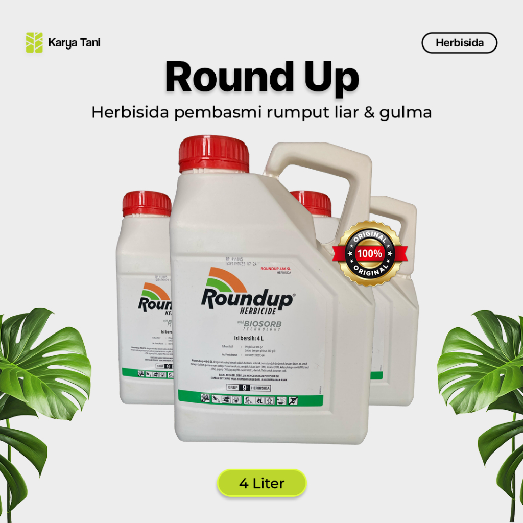 Jual ROUND UP 486SL HERBISIDA OBAT PEMBASMI RUMPUT DAN GULMA 4 LITER ...
