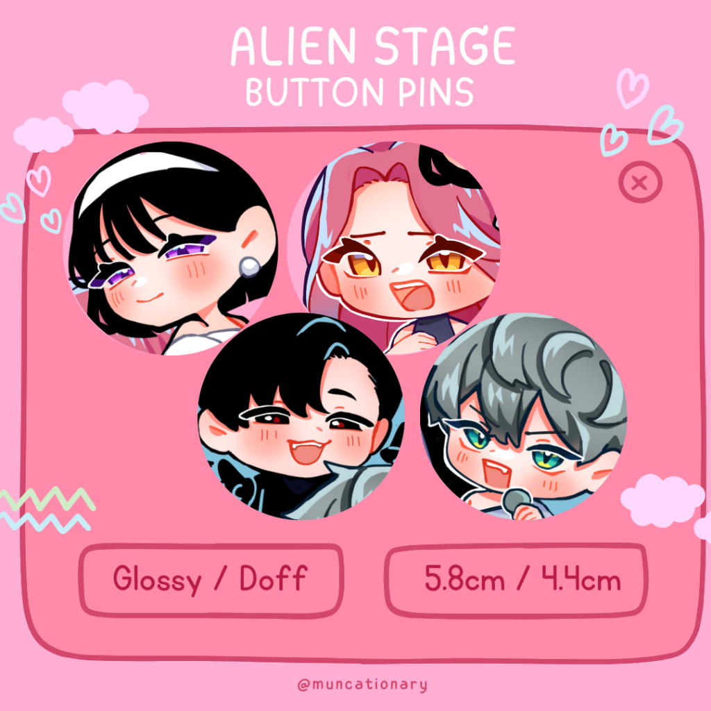 Jual [Muncationary] Button Pin Doff and Glossy Alien Stage Alnst Mizi ...