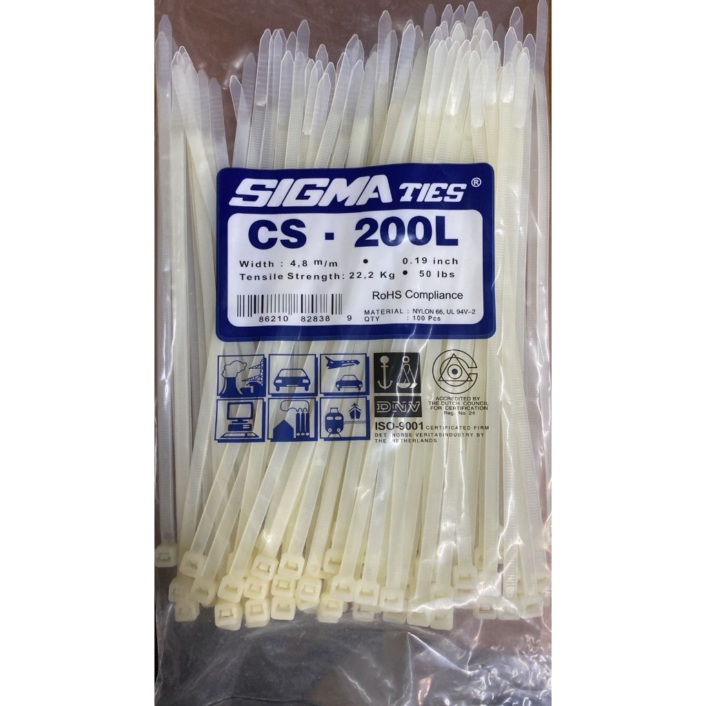Jual Kabel Ties Sigma CS-200L 20cm x 4.8mm Putih / CS200L CV200 CV 200 ...