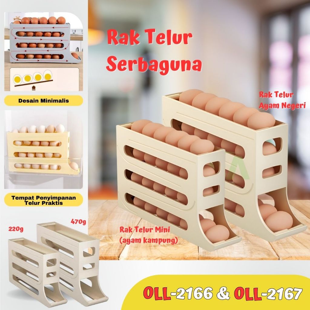 Jual 【Variasi】Rak Telur 4 Tingkat Penghemat Tempat OLL-2166 / OLL-2167 ...