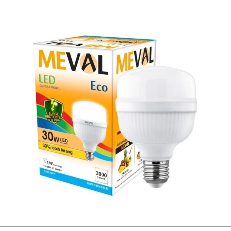 Jual Meval led bulb Model CAPSULE 30W ECO. 30 watt daylight putih ...