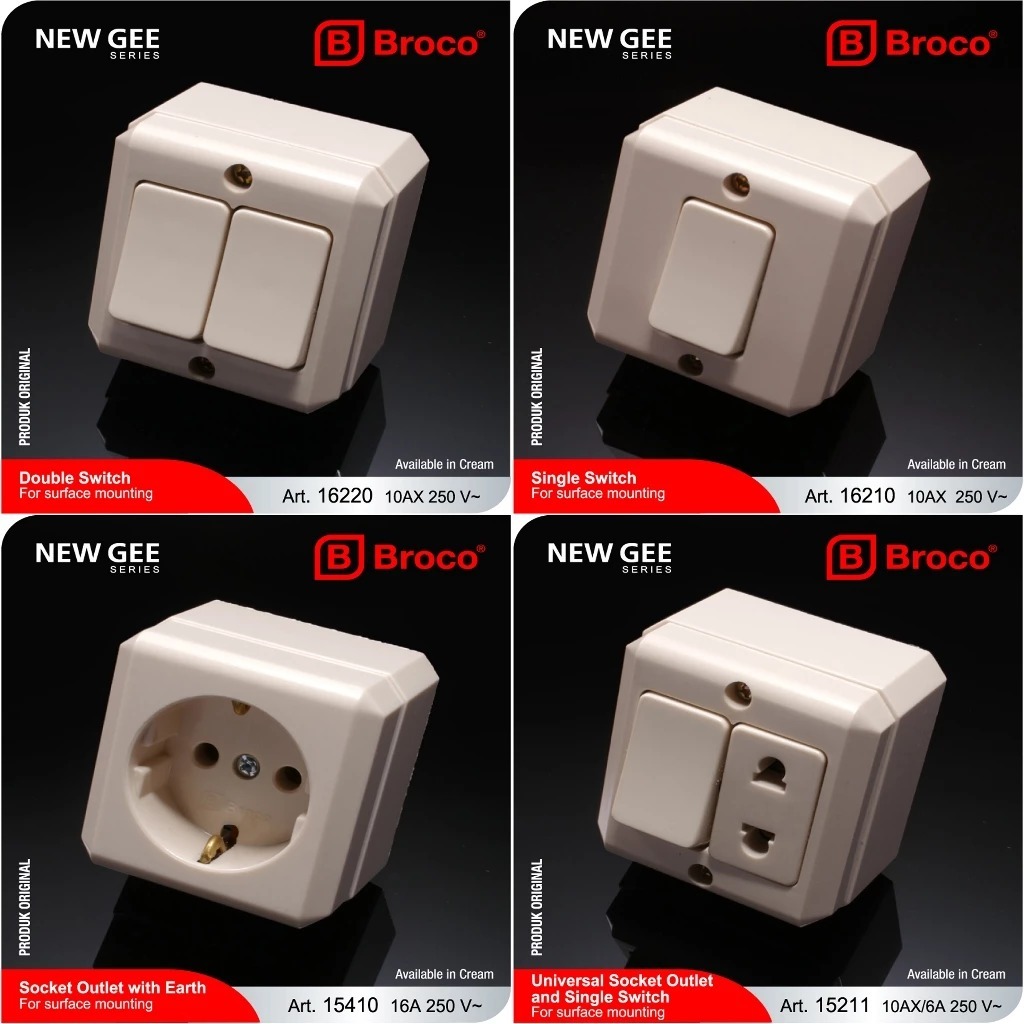 Jual BROCO OB Saklar Engkel, Seri, Stop Kontak Outbow Tempel Dinding ...