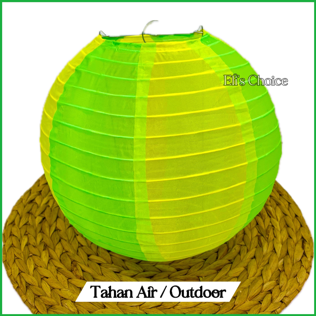 LAMPION KAIN IDUL FITRI TAHAN AIR TERMURAH LENTERA RAMADHAN OUTDOOR WARNA HIJAU KUNING LEBARAN