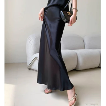 Rok Satin Maxi Premium Satin Rok Satin Panjang Rok Duyung Satin Flowy Mermaid Skirt Hijab