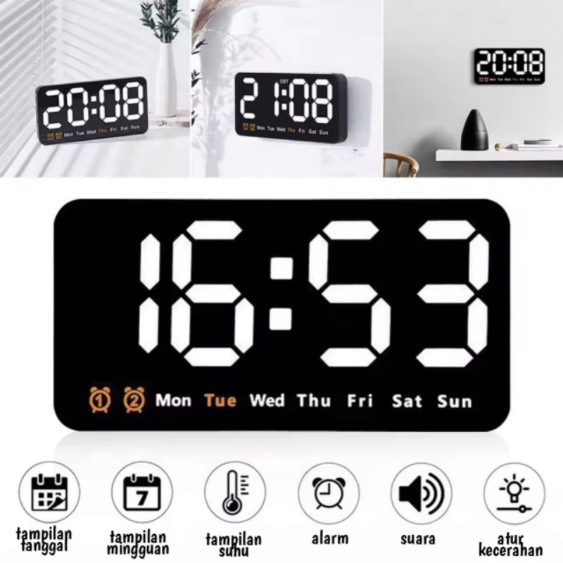 Jual Jam Meja Dinding Digital LED Clock White Putih Hijau Merah 6638 ...