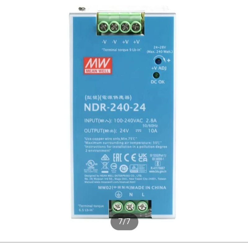Jual MEAN WELL MEANWELL NDR 240-24 240W 24V DC 10A INDUSTRIAL DIN RAIL ...
