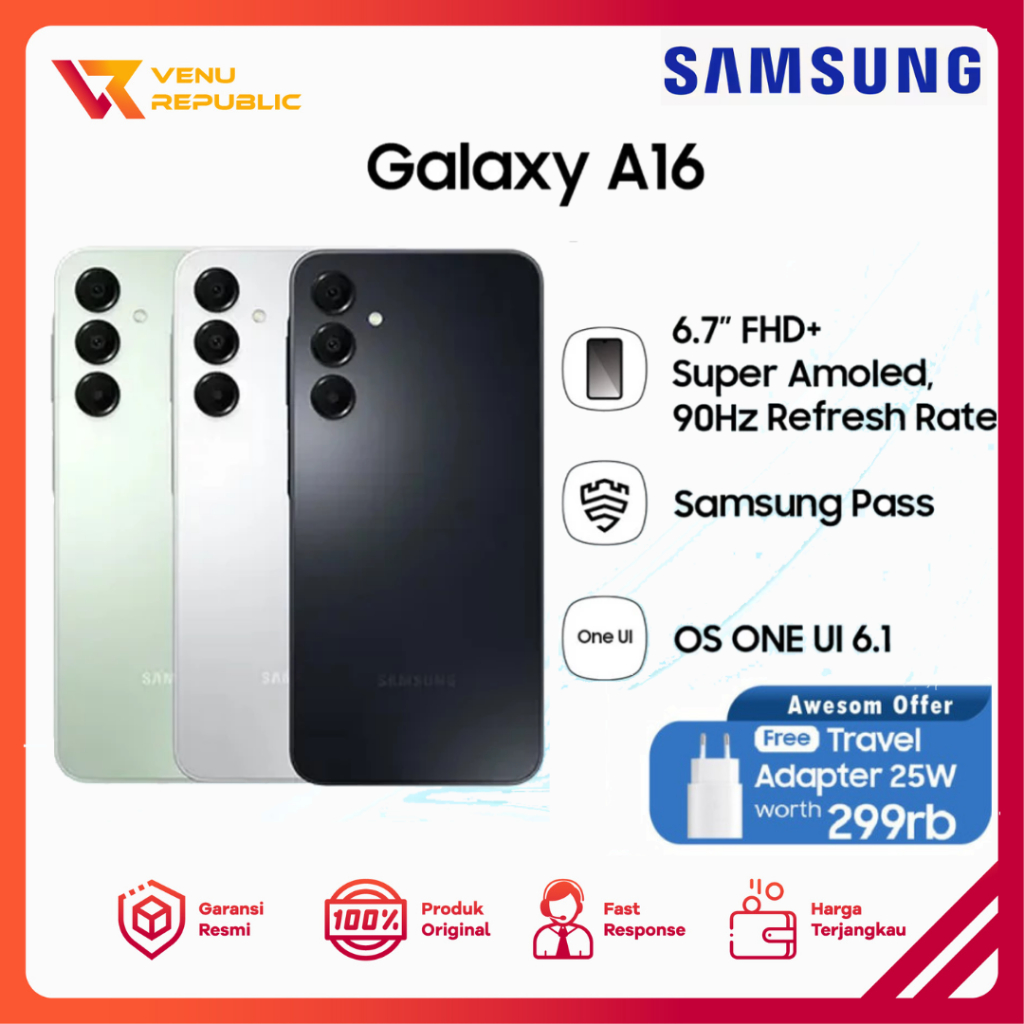 Jual Samsung Galaxy A16 50MP Main Camera 25W Fast Charging Garansi ...