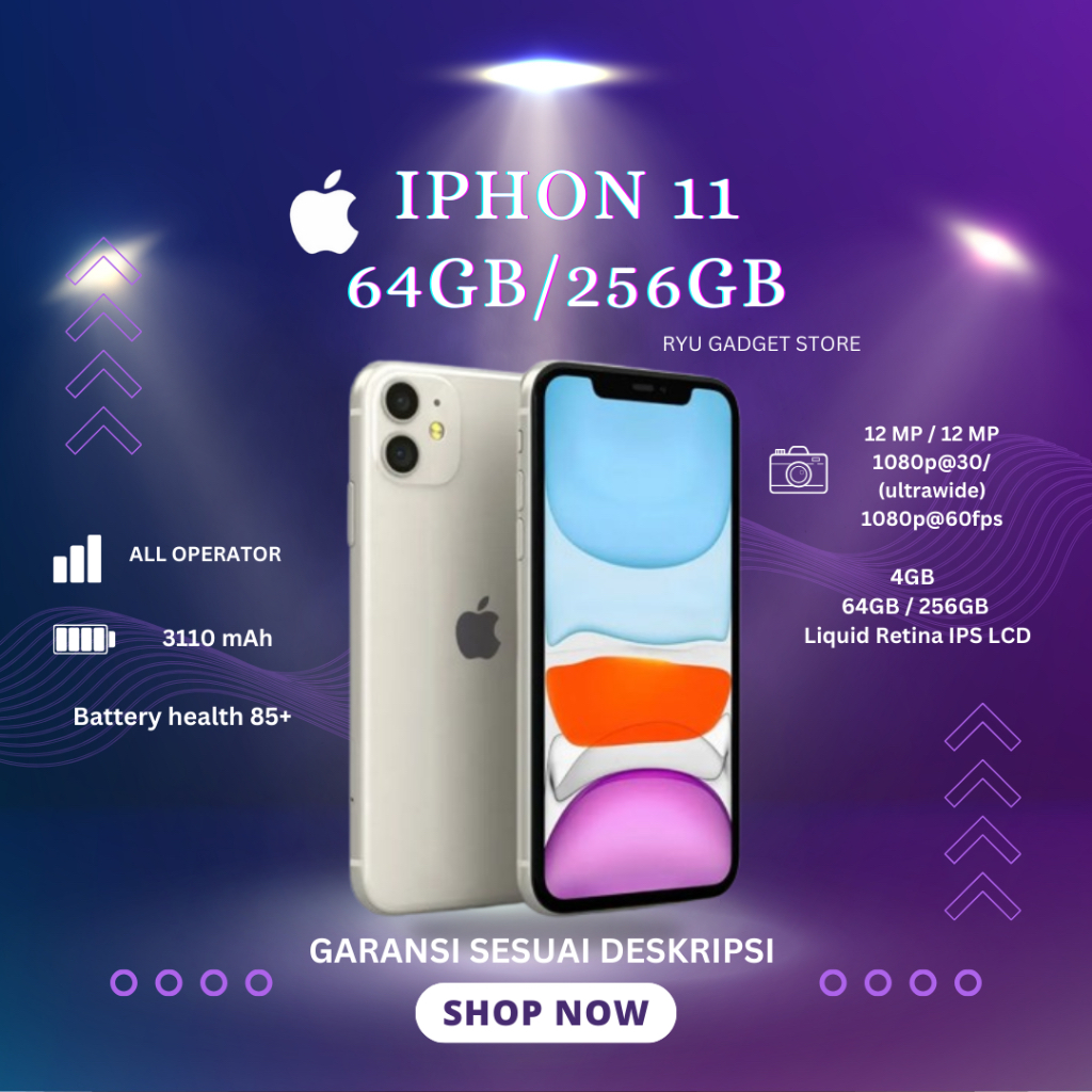 Jual handphone IP 11 INTERNAL 64GB, 128GB & 256GB SECOND ORIGINAL ...