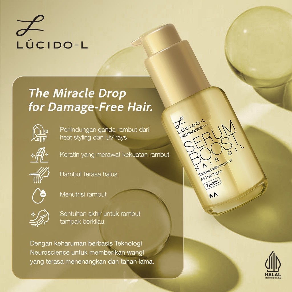 Jual LUCIDO-L Serum BoostLUCIDO-L Serum Boost Hair Oil Keratin 50ml ...