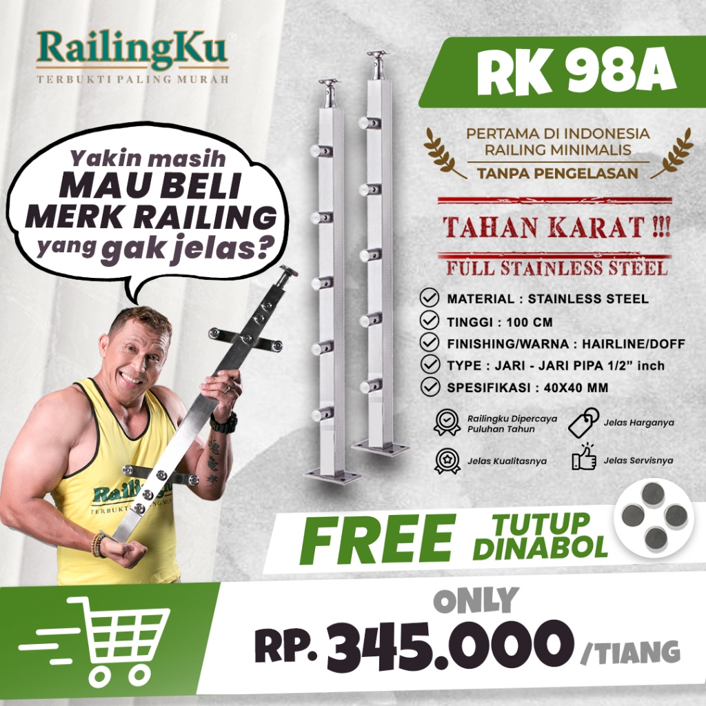 Jual NEW RAILING : Railing Tangga Stainless Milenials Desain Tiang ...