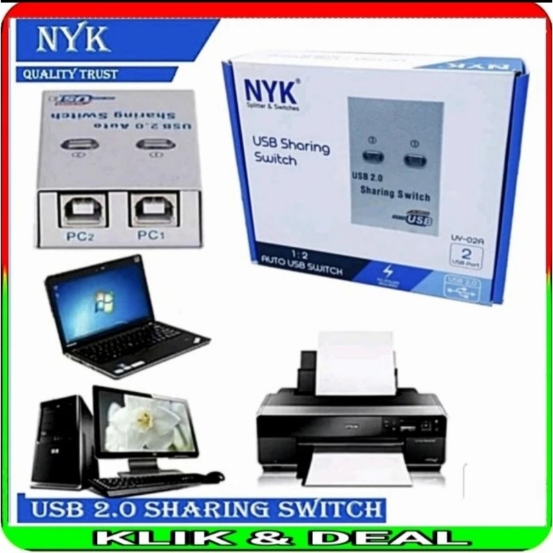 Jual auto switch printer 2 port NYK | Shopee Indonesia