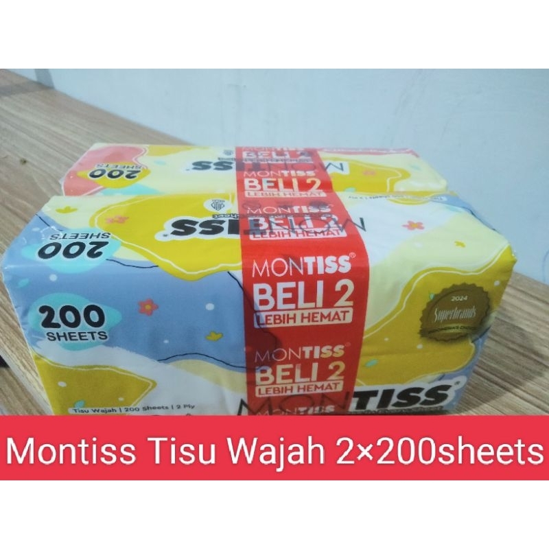 Jual Tisu Montiss Tisu wajah 200 sheet 2 ply (Bundling dapat 2 tisu ...