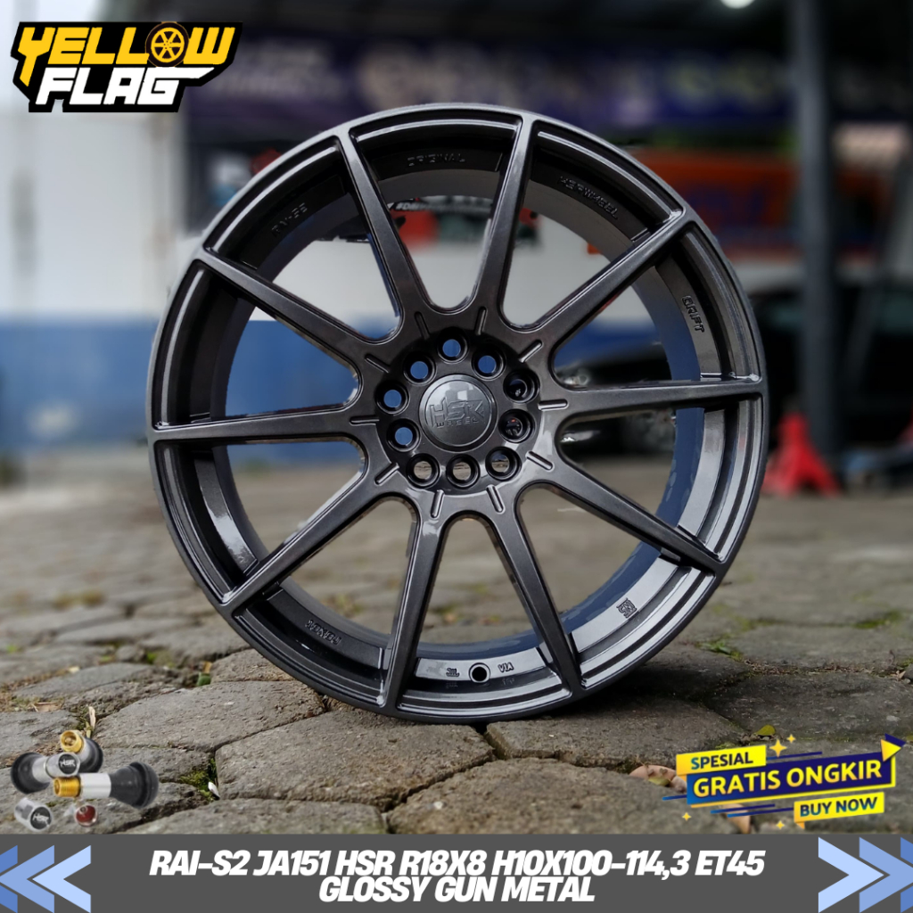 Jual Velg mobil racing ring 18 Hsr rai-s2 lubang 5x100-5x114,3 lebar 8 ...