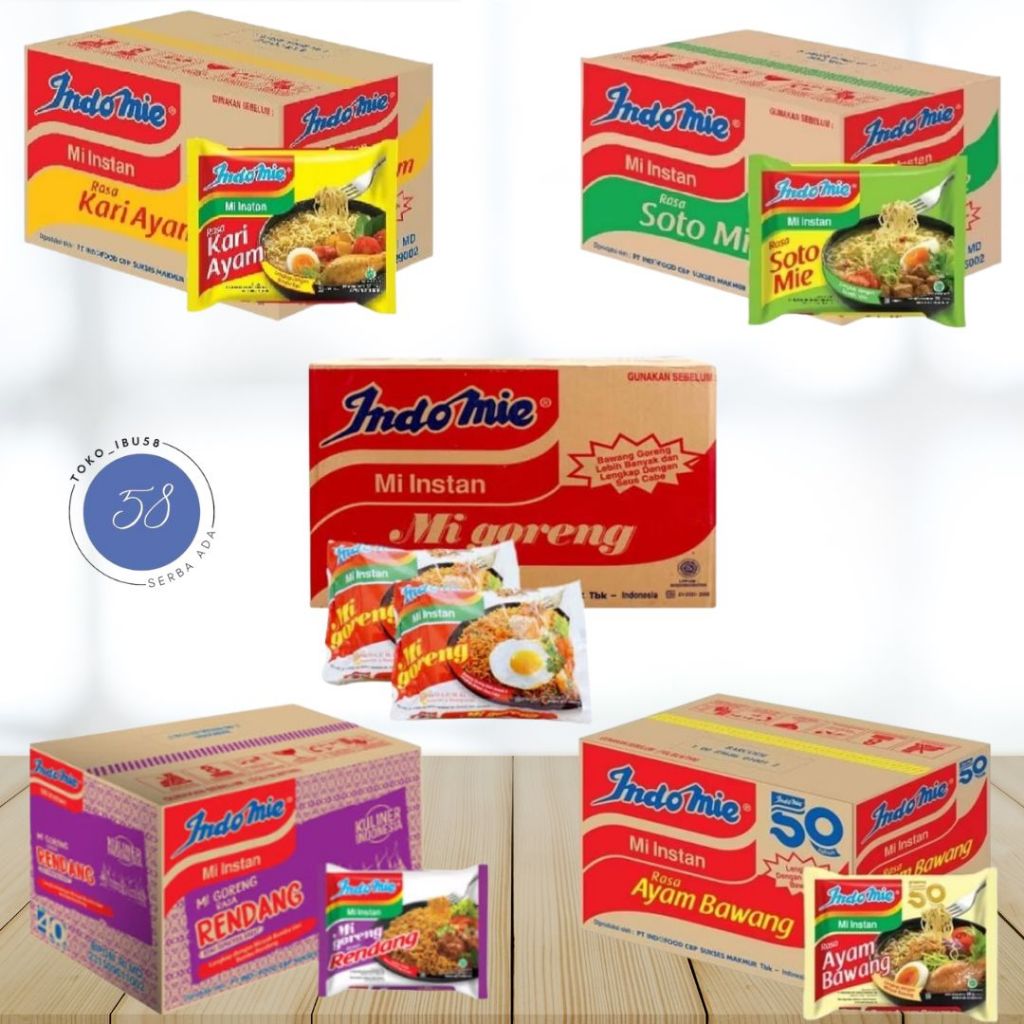 Jual INDOMIE Mie Goreng Dan Kuah Rendang, Soto Mie, Ayam Bawang Per Dus ...