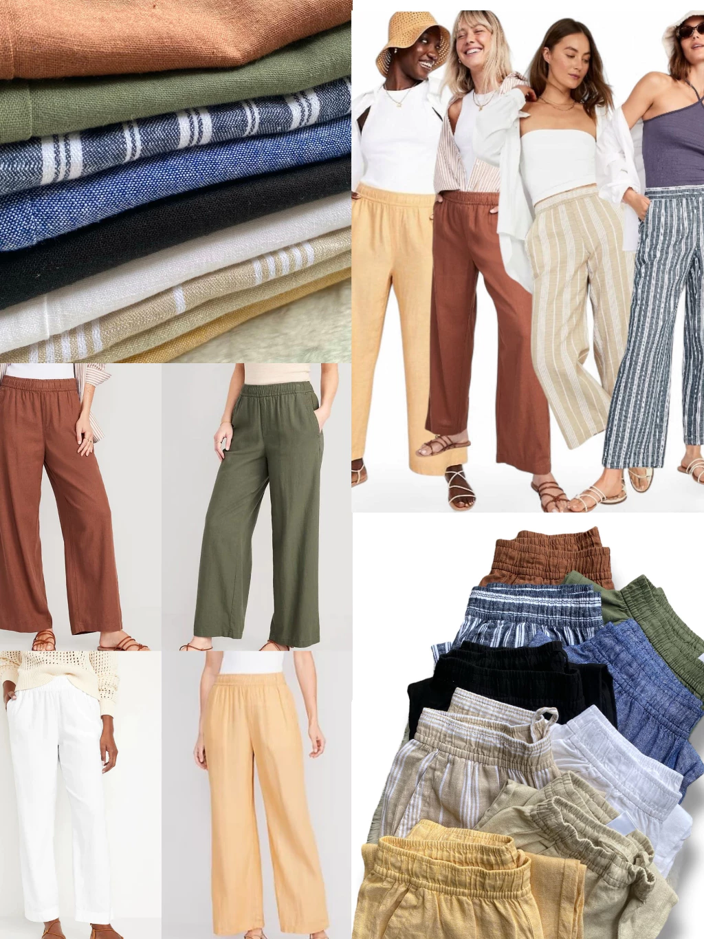 High Waist Celana Linen OLN Wide-Leg Pants (Tali Dalam) Calana Kulot Wanita Linen Hijabers - 7602