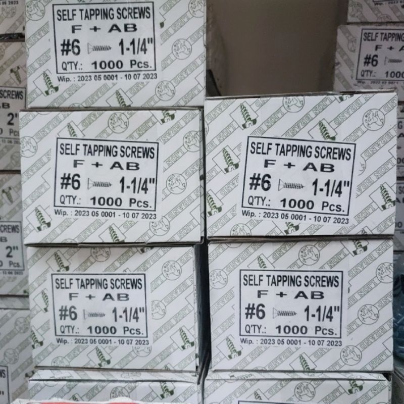 Jual PER KOTAK Skrup 6 x 1-1/4 inch sekrup putih kepala rata obeng ...