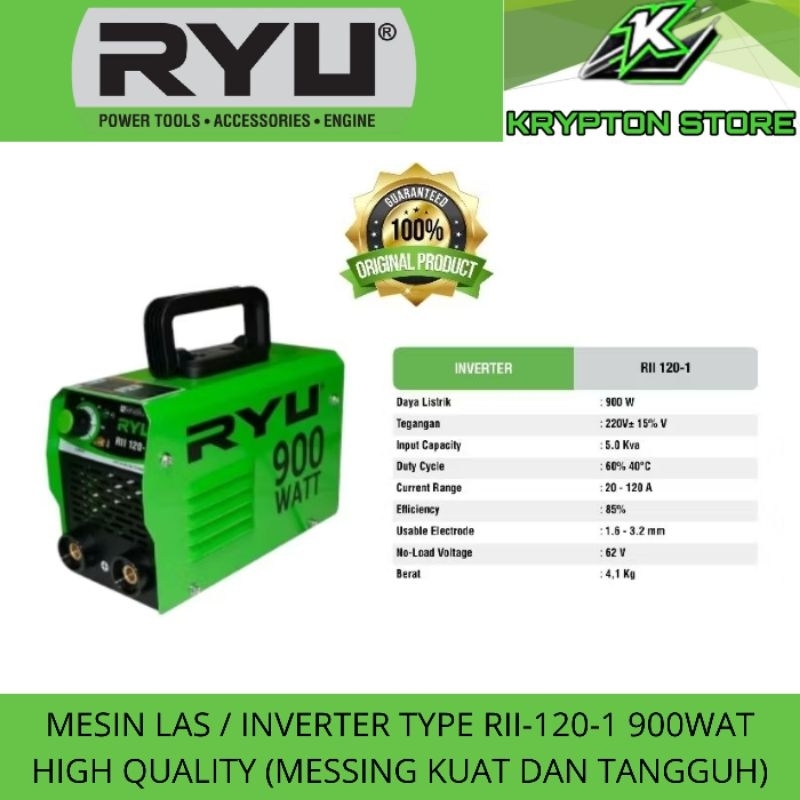 Jual Ryu by tekiro mesin las inverter type RII-120-1 900WAT high ...