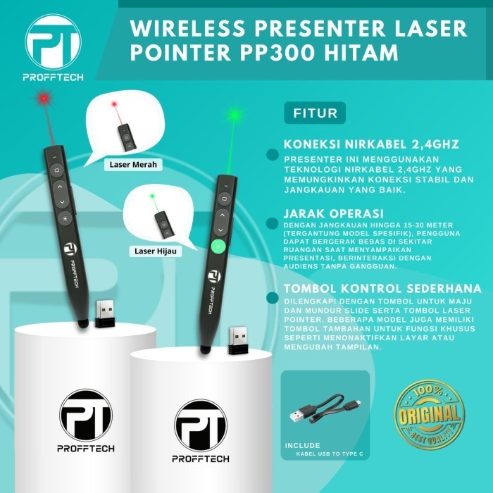 Jual Laser Pointer Presenter Wireless PP-300, Original Profftech ...