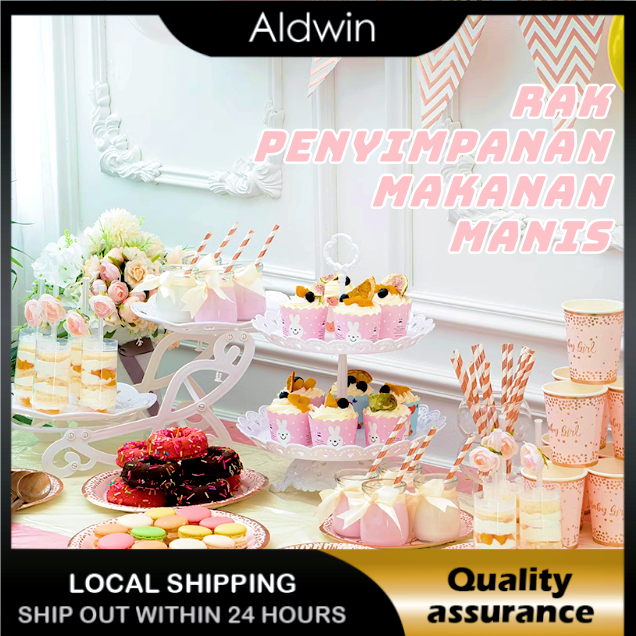 Jual Rak Makan Kue Buah Cake Plate Stand Display / Rak Tingkat 3 Susun ...