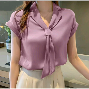 Blouse Wanita Style Korea Model Hyesun Lengan Pendek Atasan Polos Basic Casual Jumbo Big Size