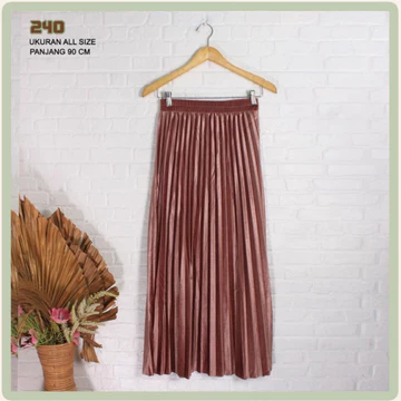 Rok Velvet Bludru Plisket Polos Shiny Premium Import 22 Warna 240