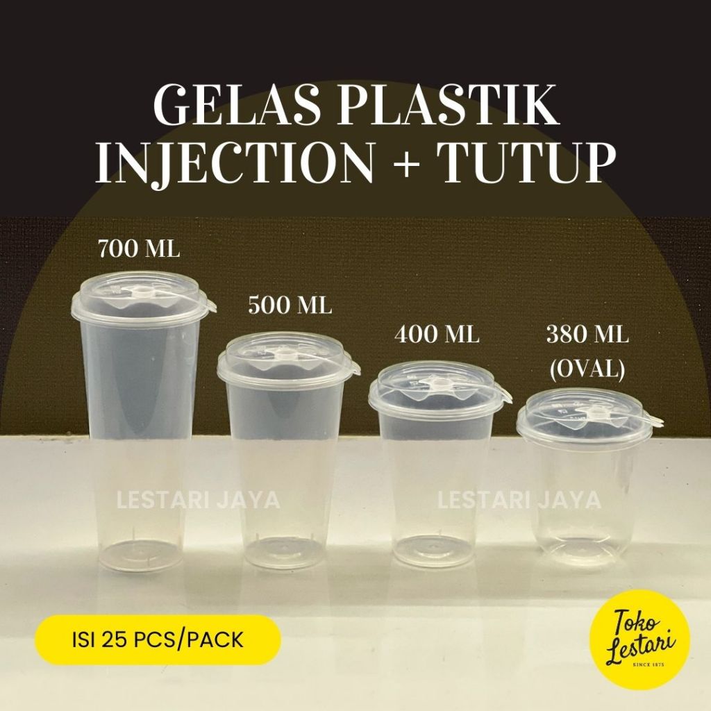 Jual (25 Pcs) Gelas Plastik Injection Cup + Tutup PP Bening Transparan ...