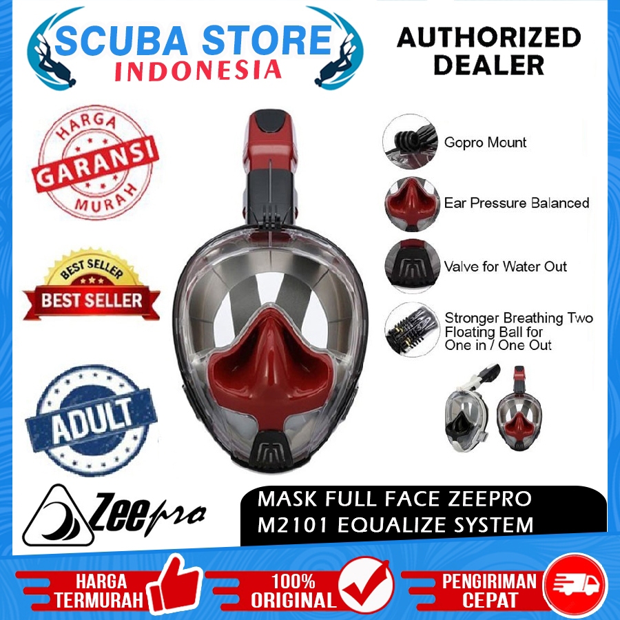 Jual Mask Full Face Zeepro M2101 Ear Equalizing Masker Kacamata Snorkel ...