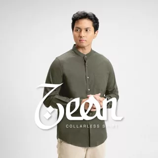 CUTOFF Zeon Collarless Shirt Kemeja Koko Basic Polos Panjang Stretch