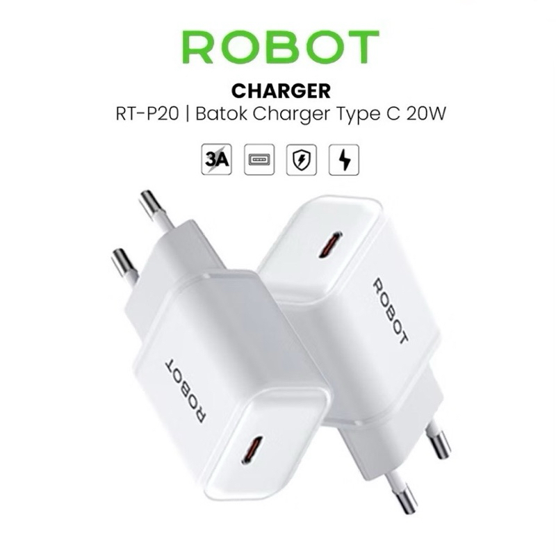 Jual ROBOT RT-P20 Charger Adaptor Single Port USB-C Type-C Fast ...