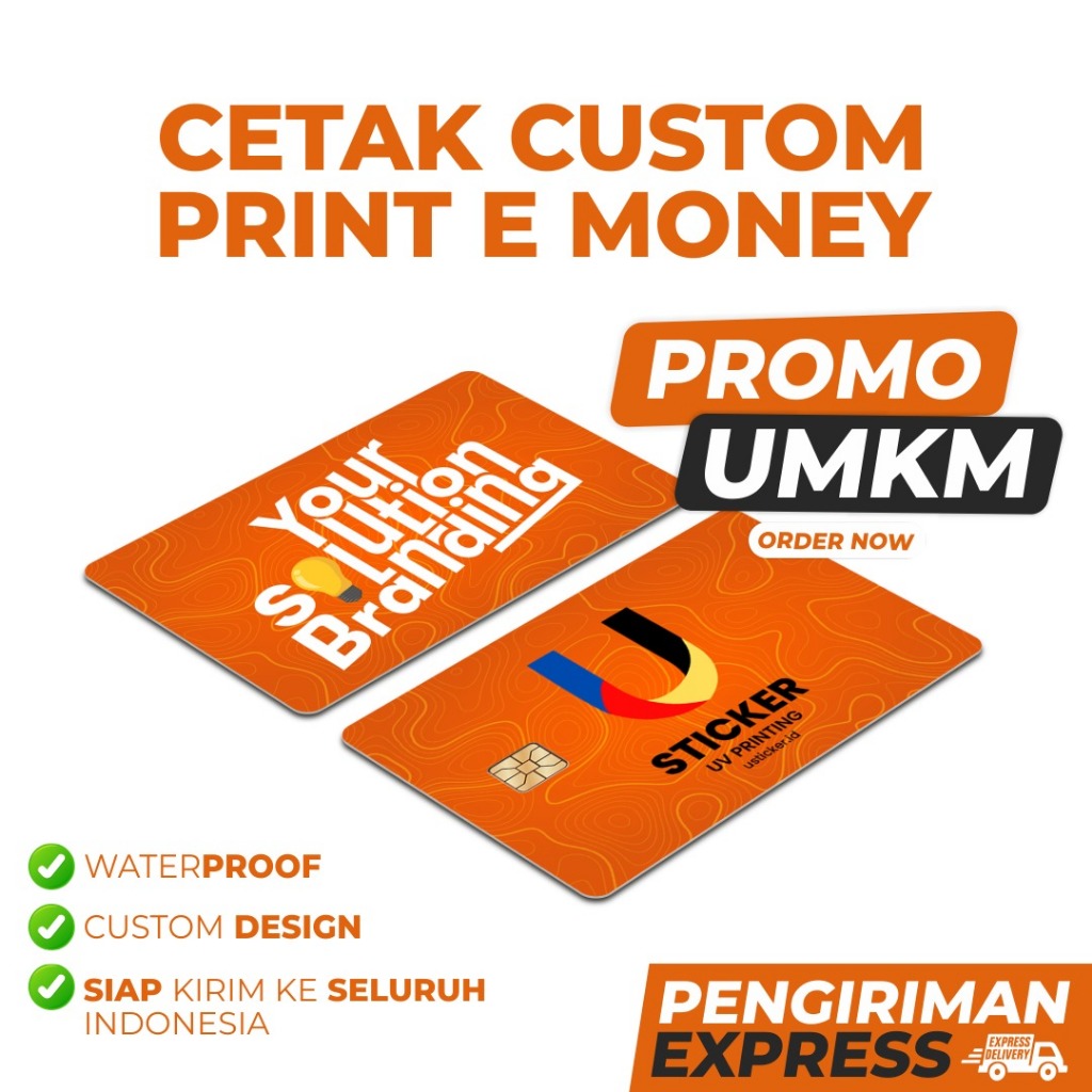 Jual CETAK E - MONEY CUSTOM Mandiri | 1 SISI/2 SISI | CUSTOM UV PRINT ...