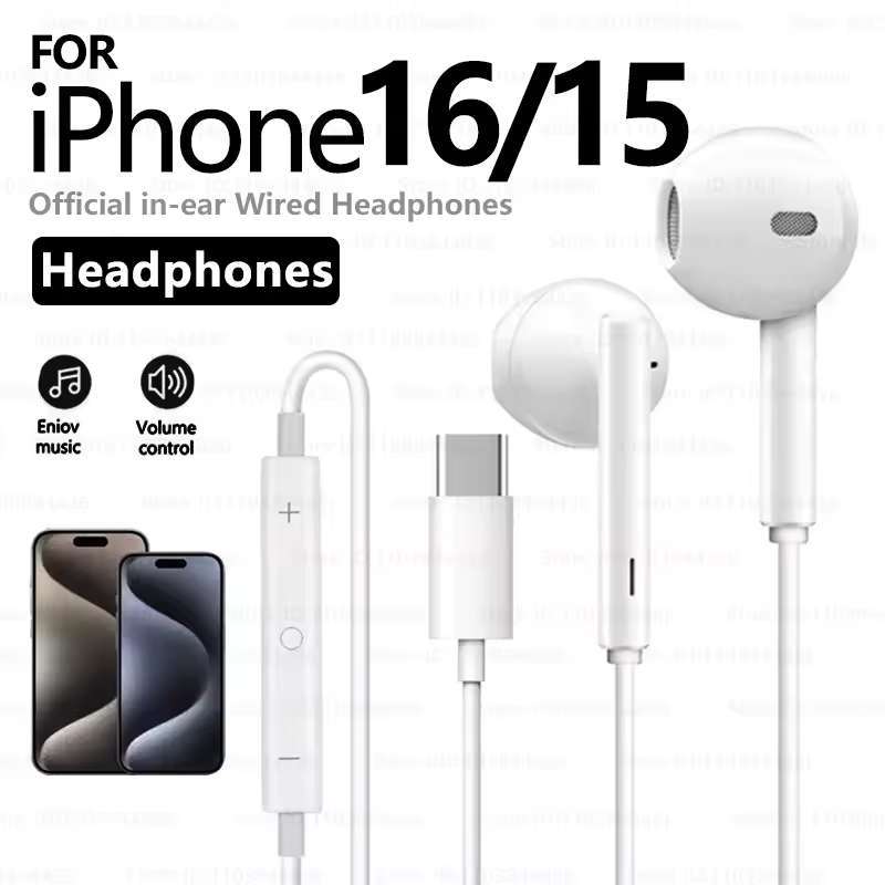 Headset EarPods Ibox Type C Connector Earphone iPhone Original 100%  Headphone Earphones 15 15 Plus