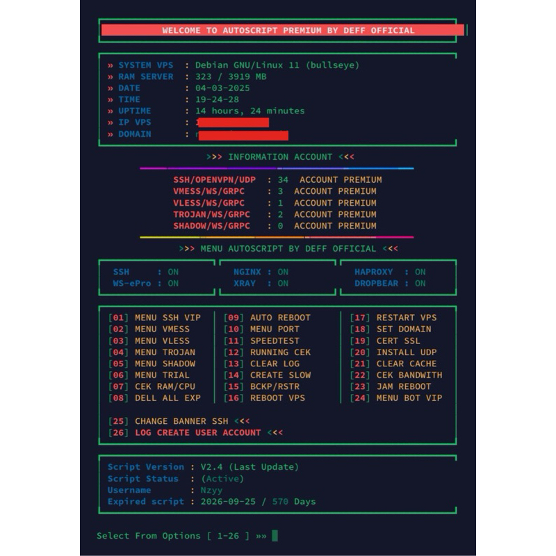 Jual AUTOSCRIPT VPS TUNNELLING PREMIUM VVIP VPN (TROJAN, VMESS, VLESS ...