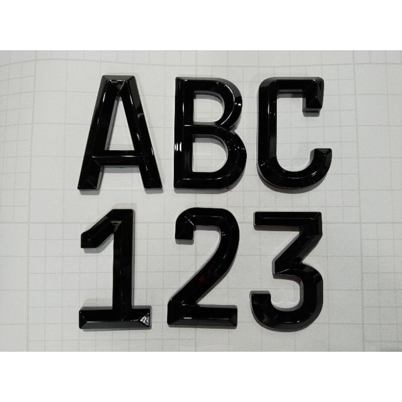 Jual HURUF/ANGKA TIMBUL CHROM/BLACK FONT FE UNTUK MOBIL UKURAN 7CM ...