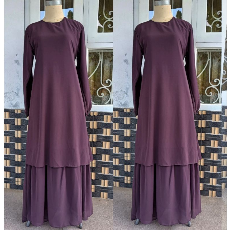 Gamis Malaysia Dewasa Ceruty Babydoll Full Puring - Real Pict