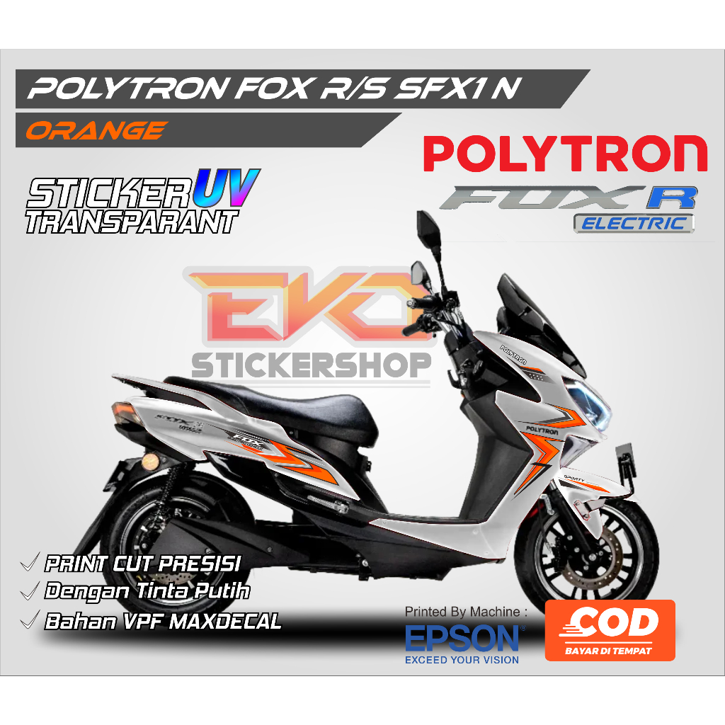 Jual STRIPING Motor Listrik Polytron Sicker FOX R/S TRANSPARAN STIKER ...