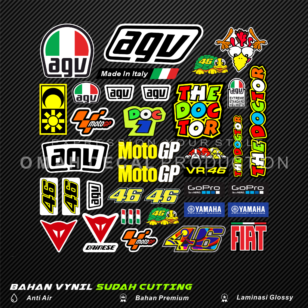 Jual STICKER PACK RACING AGV STIKER AESTHETIC VR46 ROSSI ANTI AIR ...
