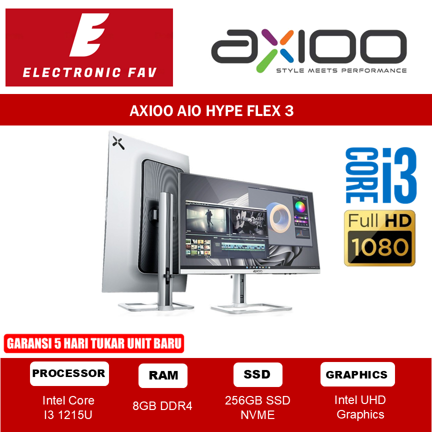 Jual AXIOO AIO HYPE FLEX 3 i3 1215U 8GB 256GB 23.8" FHD IPS | Shopee ...